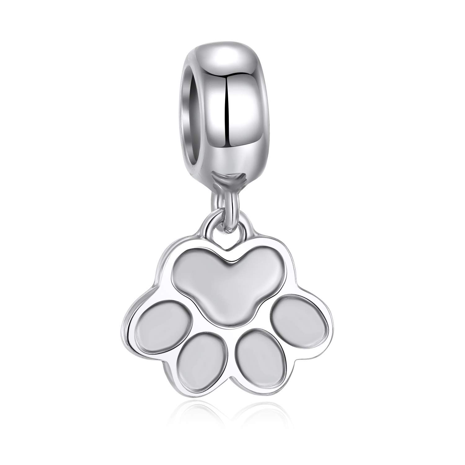 Fantasticharm Puppy Dog Paw Print Dangle Charms 925 Sterling Silver My Sweet Pet Paw Pendant Bead Fits European Charms Bracelets