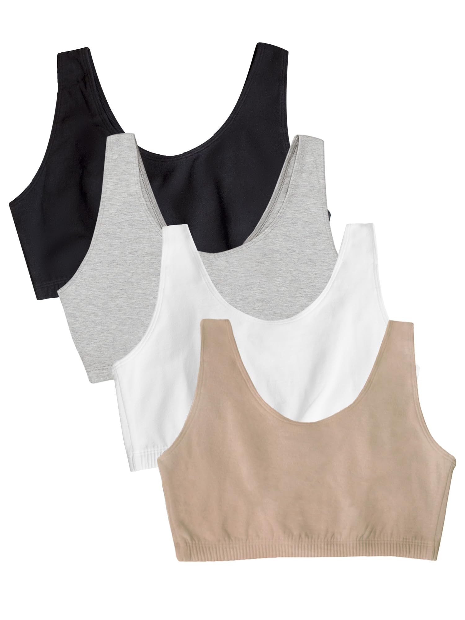 Fruit Of The Loom: Reggiseno Sportivo A Canottiera - Confezione Da 6 (Sand, White, Heather Grey, Black, Blush, Charcoal)