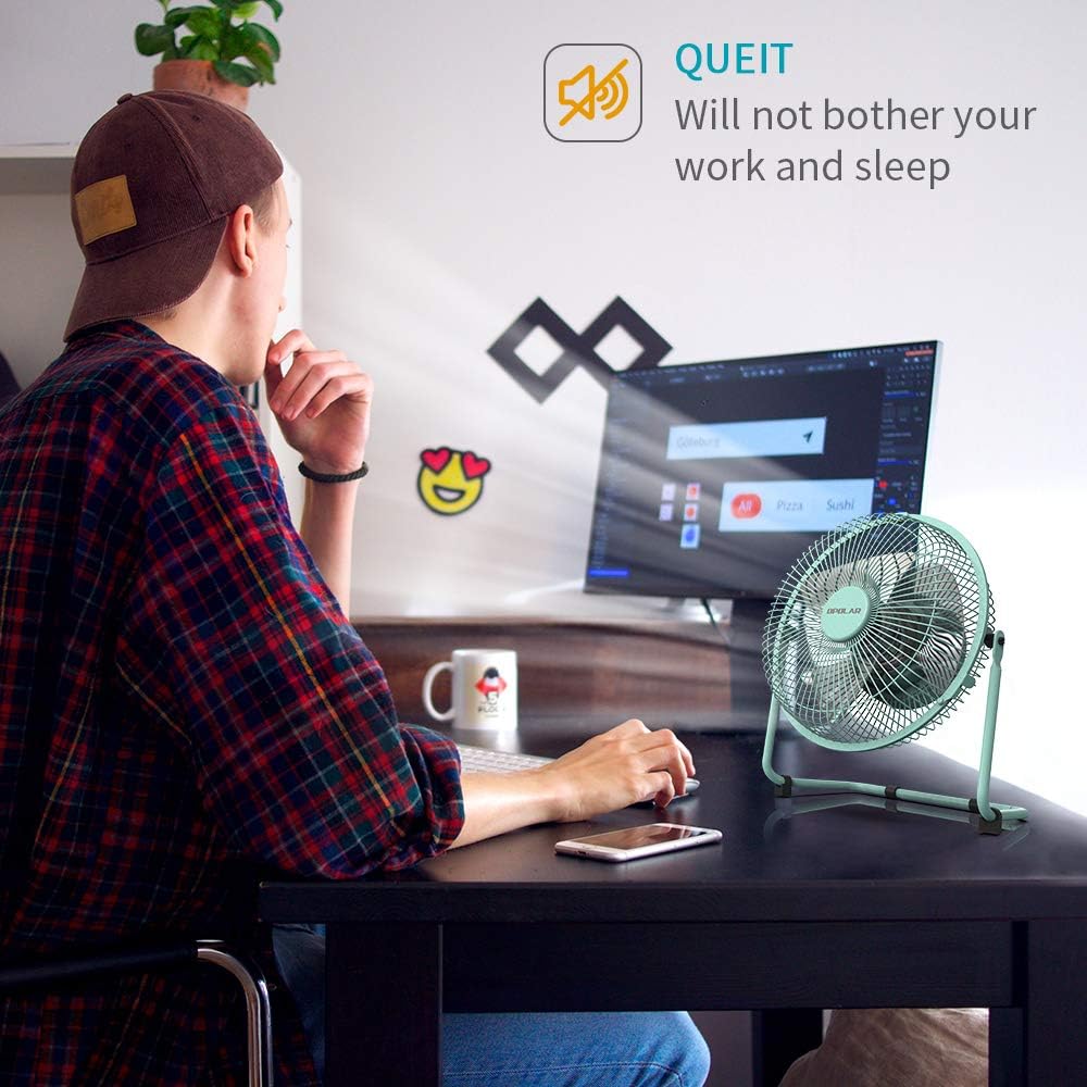 OPOLAR Battery Operated and USB Powered Rechargeable Desk Fan with Two Batteries, 9 Inch Metal Frame, Enhanced Airflow, Lower Noise, Two Speeds, Personal Cooling Fan for Home & Office: Home & Kitchen