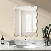 KOHROS Wavy Wall Mirror Frameless Bathroom Mirrors for Over Sink 18” x 24" Beveled Edge Mirror for Vanity and Entryway Hang Horizontally or Vertical
