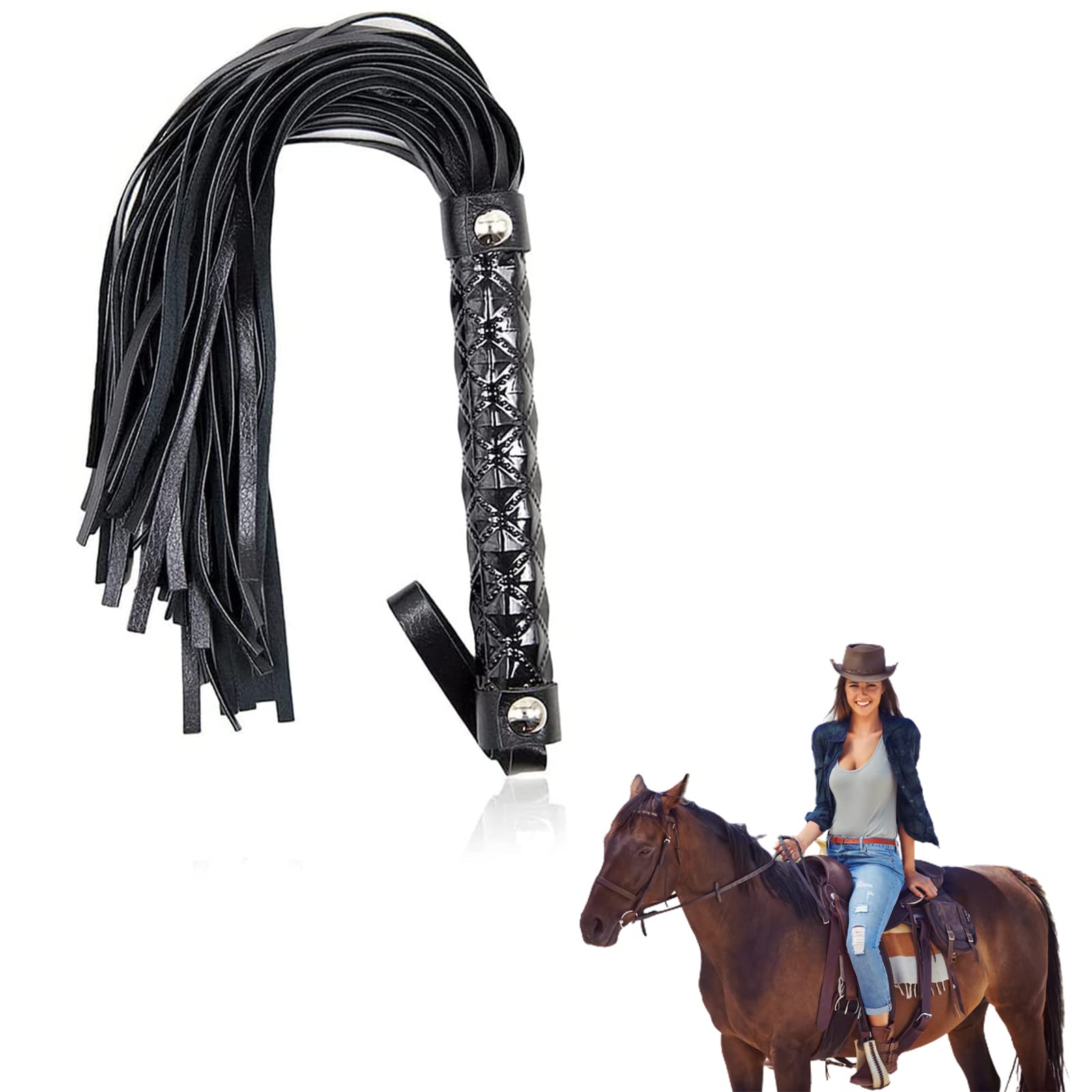 JEOPKO Horse Riding Whip, Riding Crop Paddle Whips With Anti-Slip Grip Gel Handle, Braided Pu Leather Riding Whips for Outdoor Training, Equestrian or Cosplay(30cm, black) (PXWBDUKZMH1PHSMBZFPB)