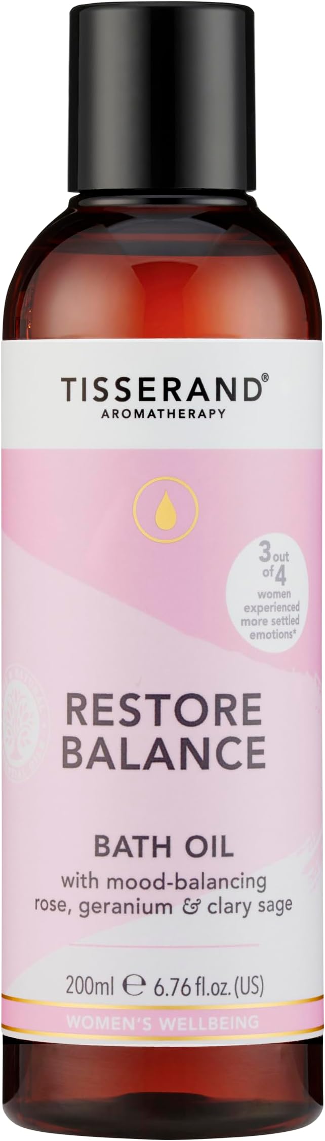 Tisserand Restore Balance Bath Oil for Menopause 200ml Rose Sage Geranium