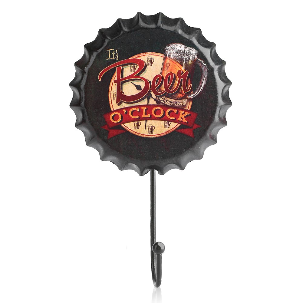HERCHR Retro Decorative Wall Hooks, Rustic Metal Tin Sign Hanging Hook Bottle Cap Style Metal Hook for Pub Club Bar Cafe Restaurant Decoration
