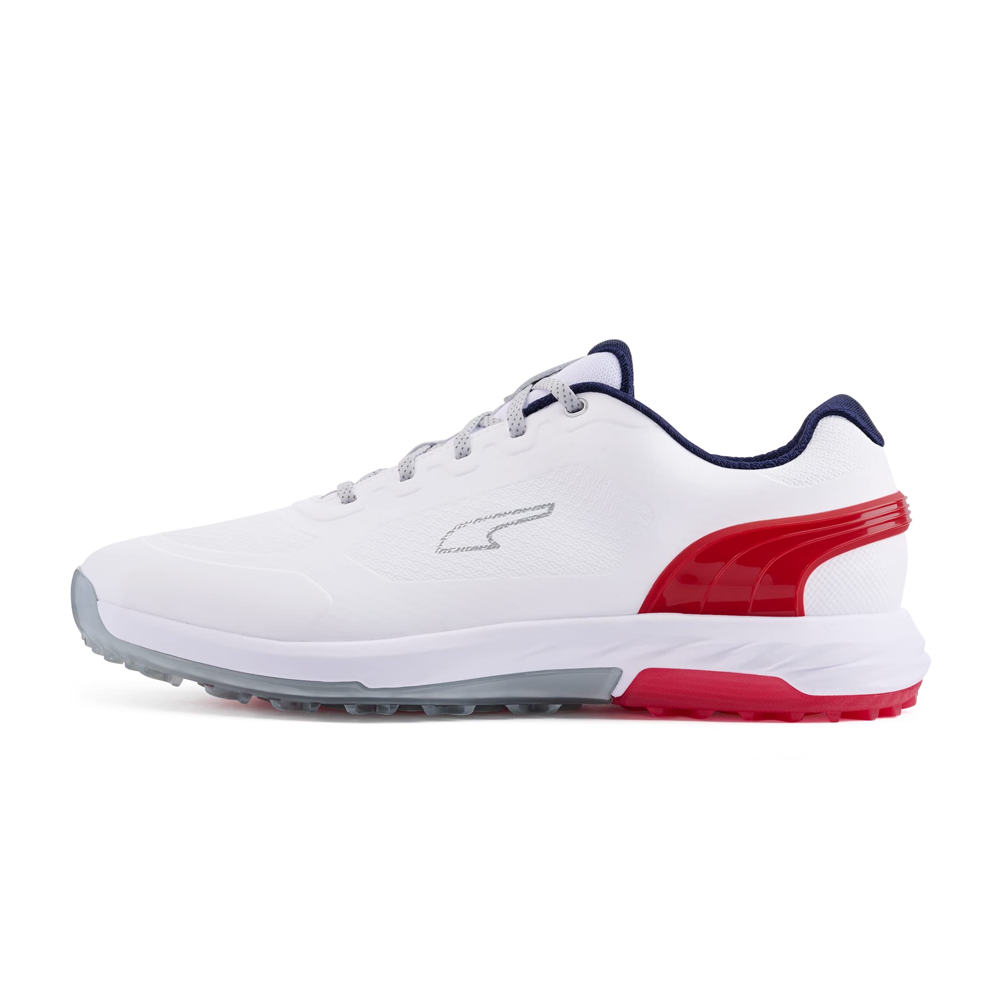 Puma Golf Men’s Alphacat Nitro Golf Shoes, Puma White-for All TIME RED-Puma Navy, 15