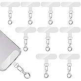 Phone Tether Tab, 10 Pieces Universal Phone Lanyard Patch Without Adhesive with 20 Pieces Swivel Lanyard Snap Hook,Phone Strap Replacement Part for All Full Phone Cases(Transparent)