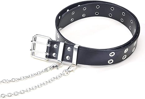 Amazon Co Jp パンクスタイルのヒップホップベルト若い学生韓国語版のクールベルトインタイドロックチェーンベルト ブラック 2列シングルストランド ホーム キッチン