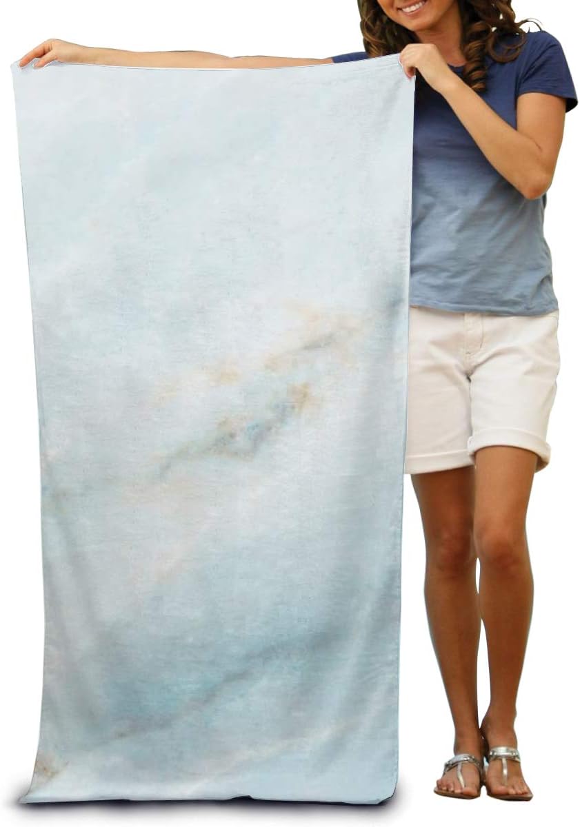 Dongi Soft Blue Marble Textures Plain Customize Microfiber Beach Towel -Ultra Soft Super Water Absorbent Multi-Purpose Beach Throw Towel Oversized 32" X 51"