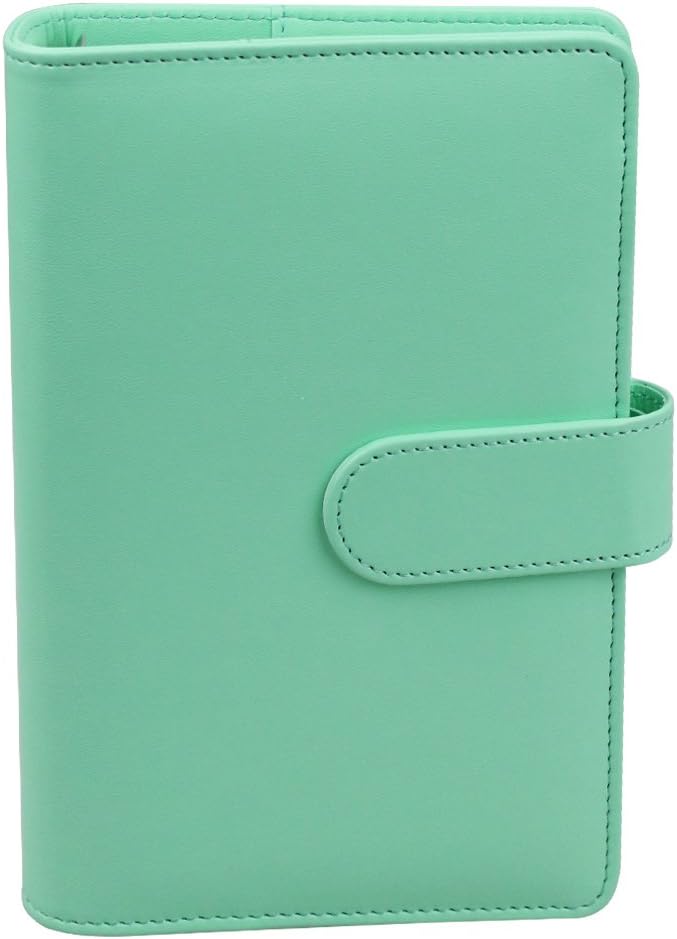 A6 PU Leather Notebook Binder,Refillable 6 Round Ring Binder Cover for A6 Filler Paper,Macaron Notebook Personal Planner Binder with Magnetic Buckle,Robin's Egg Blue