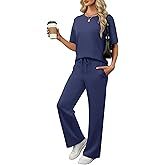 ANRABESS Women's Lounge Sets 2 Piece Outfits 2026 Summer Casual Short Sleeve Sweatsuits Matching Tracksuits Wide Leg Pant Set