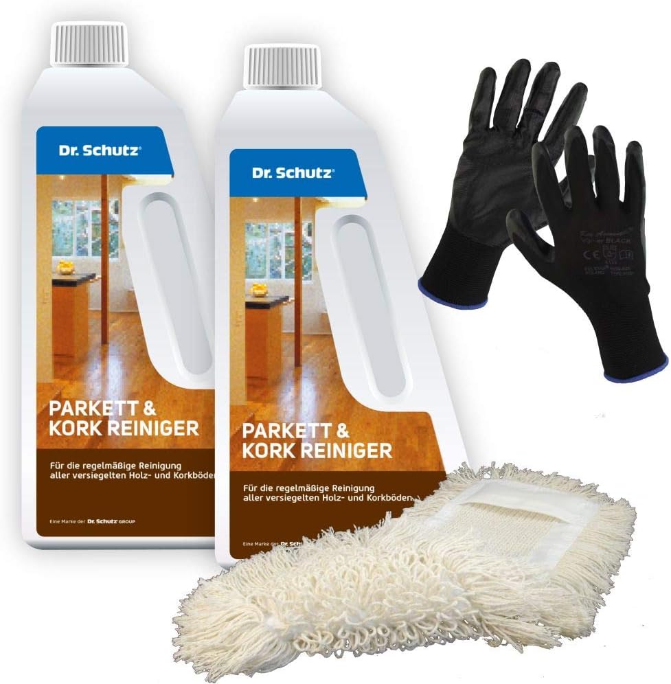 2x Dr Schutz Parquet And Cork Cleaner 750 Ml With Mop And Work