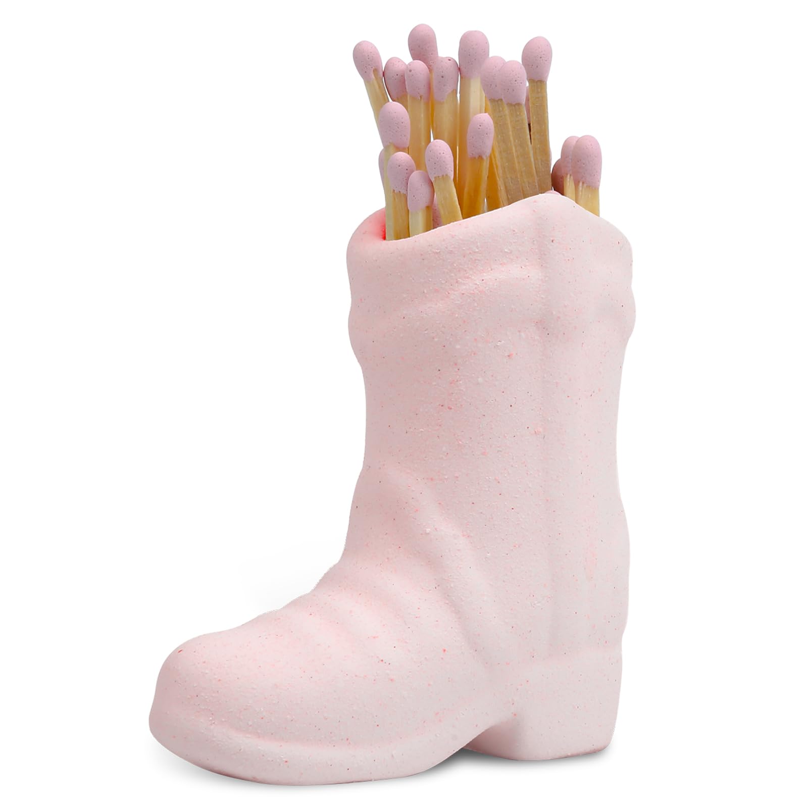 TOYMIS Cowboy Boot Match Holder, Cute Boot Match Holder Match Jar with Striker for Candle Ceramic Boot Match Holder for Kitchen Bathroom Interior Decoration (Pink) Cowboy Boot Match Holder (Pink)