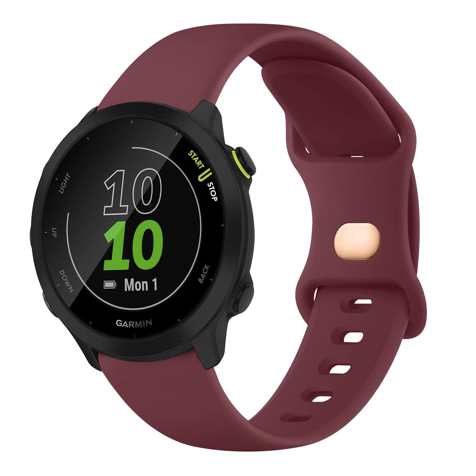 Mugust 20mm Soft Silicone Replacement Watch Band for Garmin Forerunner 55/645/245/Venu 2 SQ, Wine Red, One Size (6.3"-8.7") — image 1