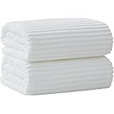 NALIVO Oversized Bath Sheets 40x80 Inches Extra Large Bath Towels for Adults Super Soft Quick Dry Highly Absobent Microfiber Shower Towels for Bathroom, Pool, Gym, Yoga Towel(White, 2Piece)