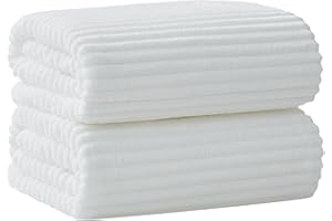 NALIVO Oversized Bath Sheets 40x80 Inches Extra Large Bath Towels for Adults Super Soft Quick Dry Highly Absobent Microfiber Shower Towels for Bathroom, Pool, Gym, Yoga Towel(White, 2Piece)