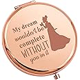 SEIRAA Princess Tiana Frog Pocket Mirror, 2.55 inches, Rose Gold, Wall Mount, Stainless Steel, Smooth Surface, Foldable, 1X & 2X Magnification