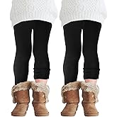 Chuarry 2 Pcs Girl's Winter Fleece Pants Lined Warm Full Length Basic Thick Pants for Kid Toddler