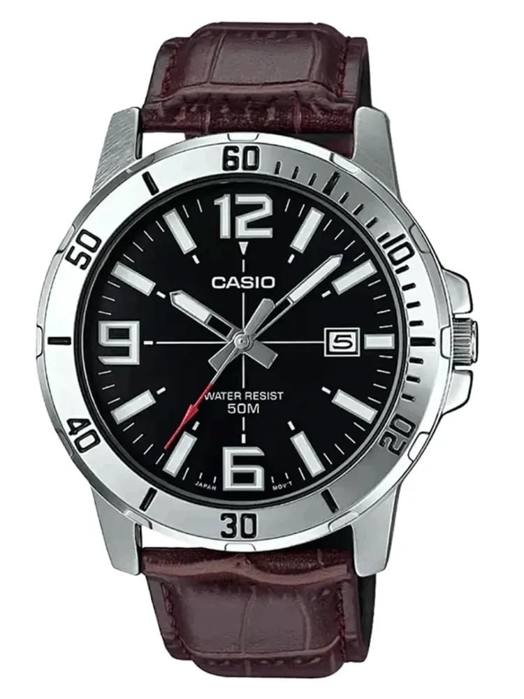 Casio MTP-VD01L-1BV Men's Enticer Stainless Steel Black Dial Casual Analog Sporty Watch