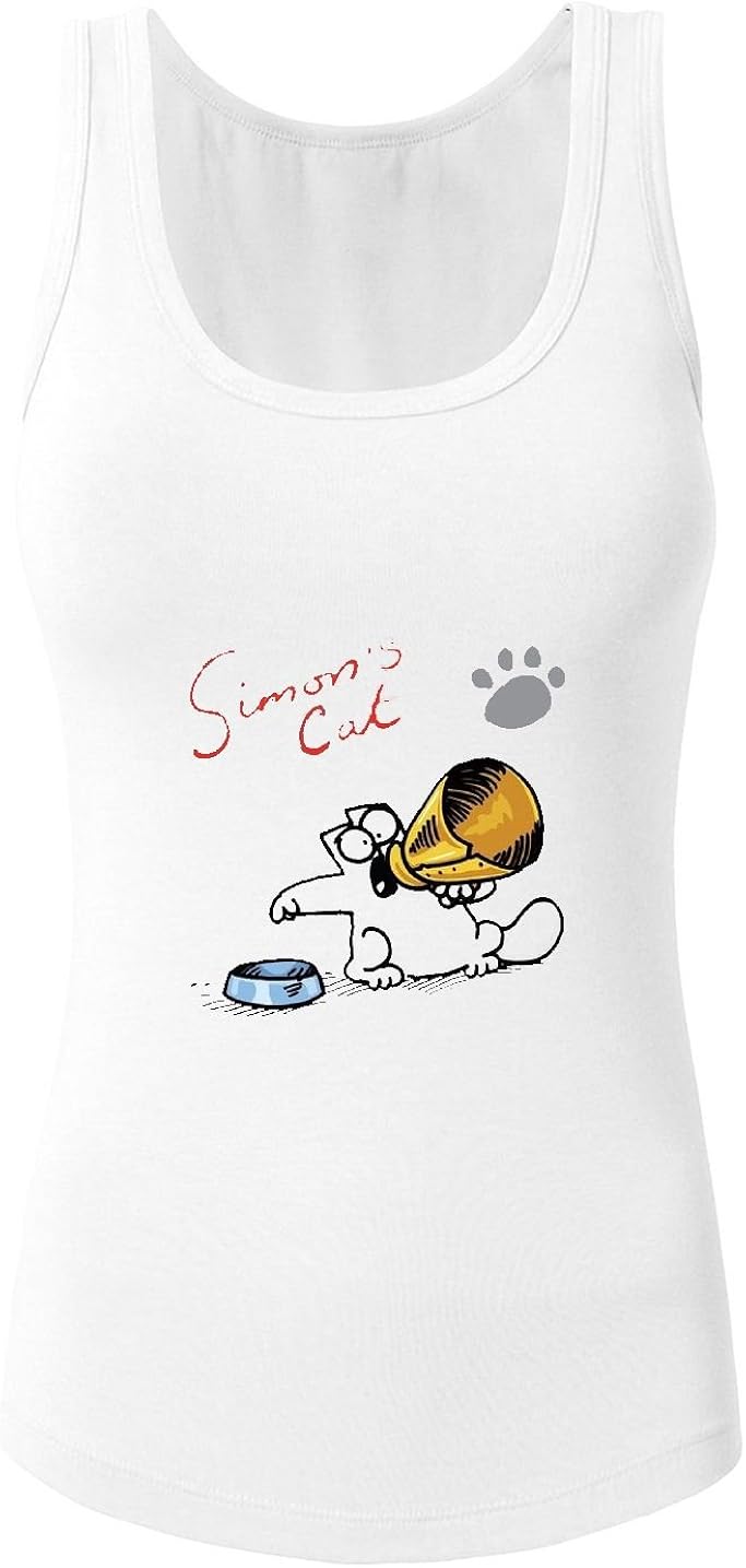 Simon Cat Custom Vintage women's O Neck Tee shirt White XLarge at