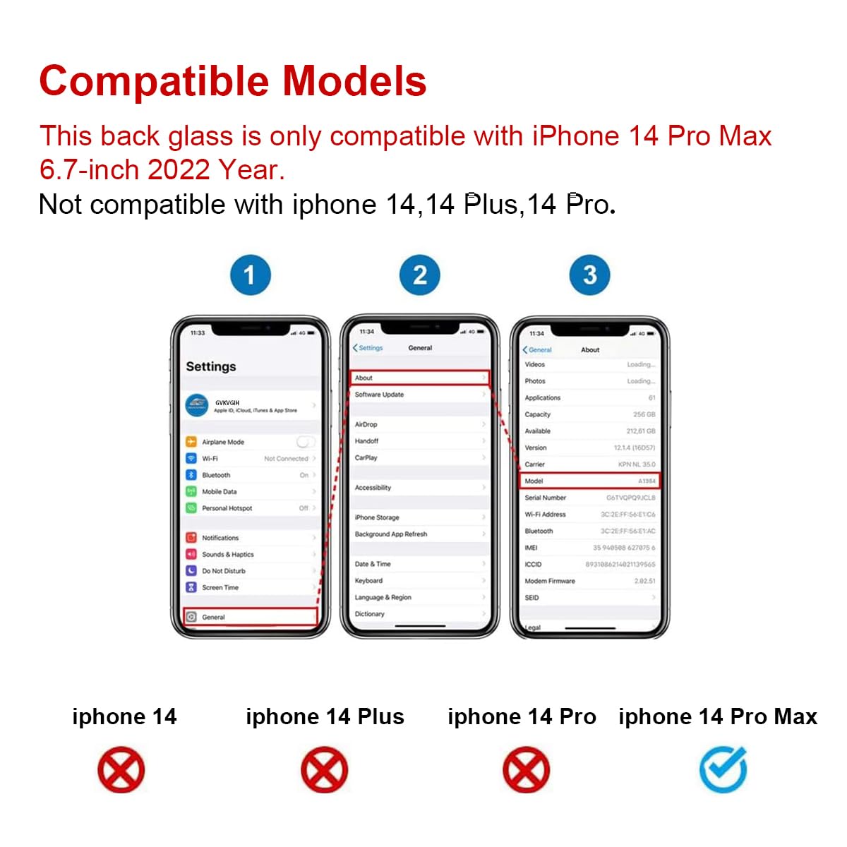 OEM Rear Back Glass Replacement for iPhone 14 Pro Max 6.7 inches with Reparing Toolkit and Pre-Installed Adhesive (Deep Purple)