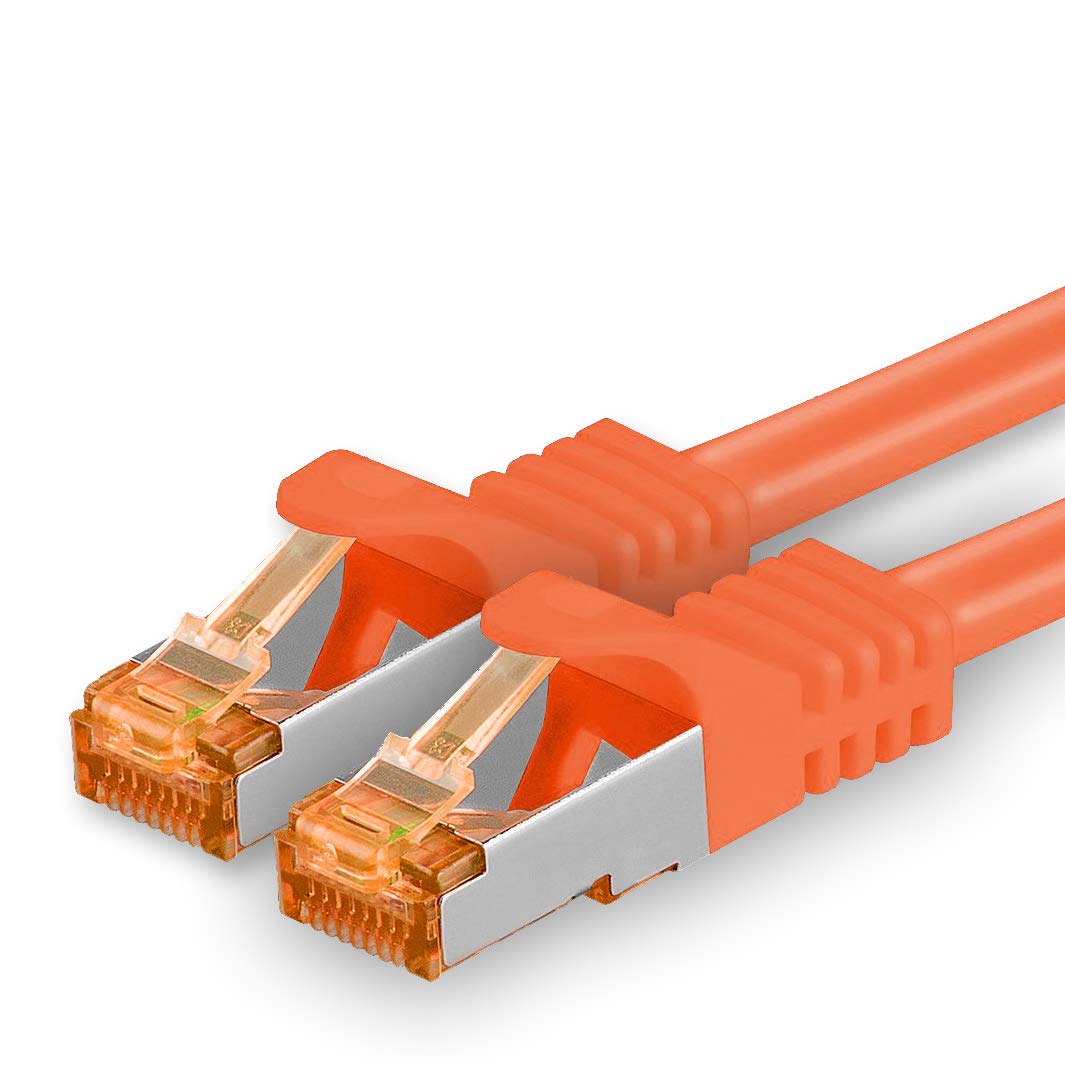 10m - Cat.7 network cable orange - 1 piece Gigabit Ethernet LAN cable 10000 Mbit s patch cable Cat7 cable S FTP PIMF shielding LSZH Cat.7 raw cable Rj45 plug Cat 6a - 1 x 10 meters