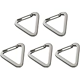 5 Pcs Triangle Carabiner Keychain Sturdy Stainless Steel Carabiner Triangle Quick Release Key Ring Clip for Outdoor Activities Camping Hiking, Silver