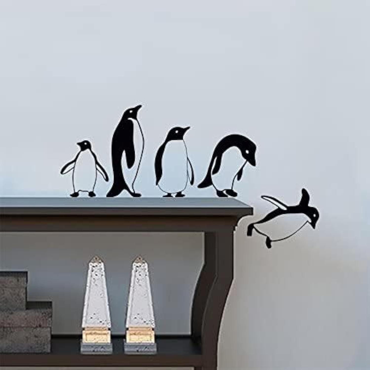 Penguins Jumping Flying Funny Vinyl Wall Sticker Decor Decal Mural Kitchen Pets