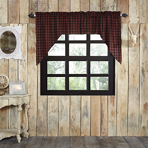 Vhc Brands Rustic Lodge Kitchen Window Curtains Cumberland Red