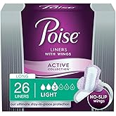 Poise Active Incontince Panty Liners with Wings Long Light 26 Liners