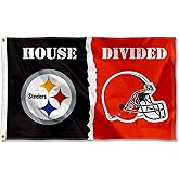 Pittsburgh Steelers and Cleveland Browns House Divided Flag Rivalry Banner