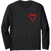 Red Heart Funny Cute Design for Men and Women Long Sleeve T-Shirt