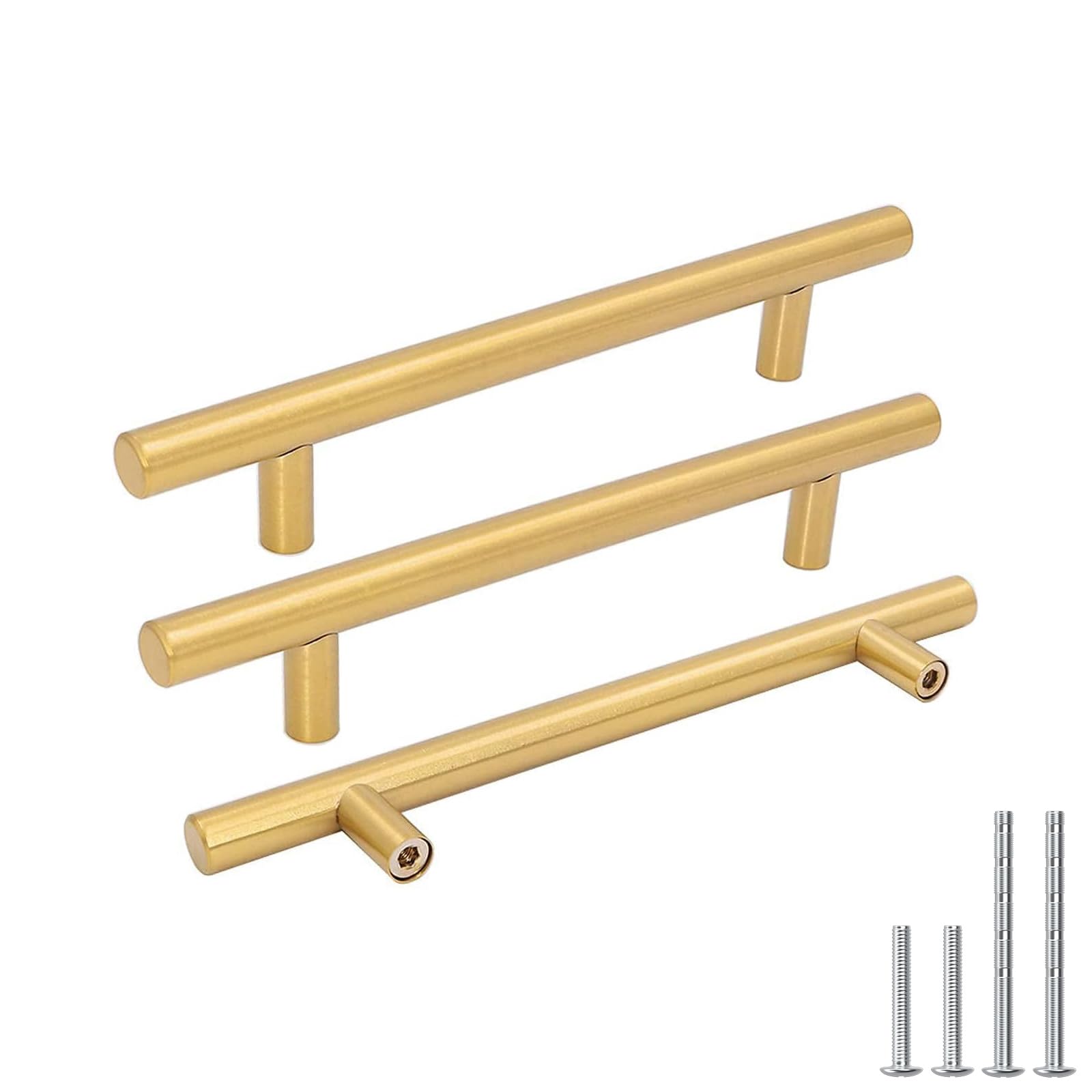 Photo 1 of goldenwarm 15 Pcs Gold Cabinet Pulls Drawer Handles 128mm Brushed Brass Kitchen Cabinet Hardware - Cupboard Door Pulls 5in Hole Center 7-1/2in Overall Length