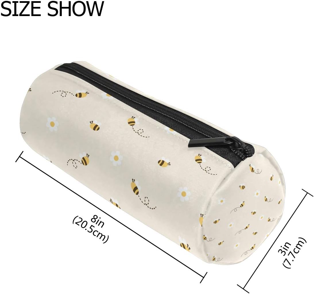 hengpai Bee Student Pencil Pen Bag Pouch Case Cosmetic Makeup Bag, Beige - Image 3