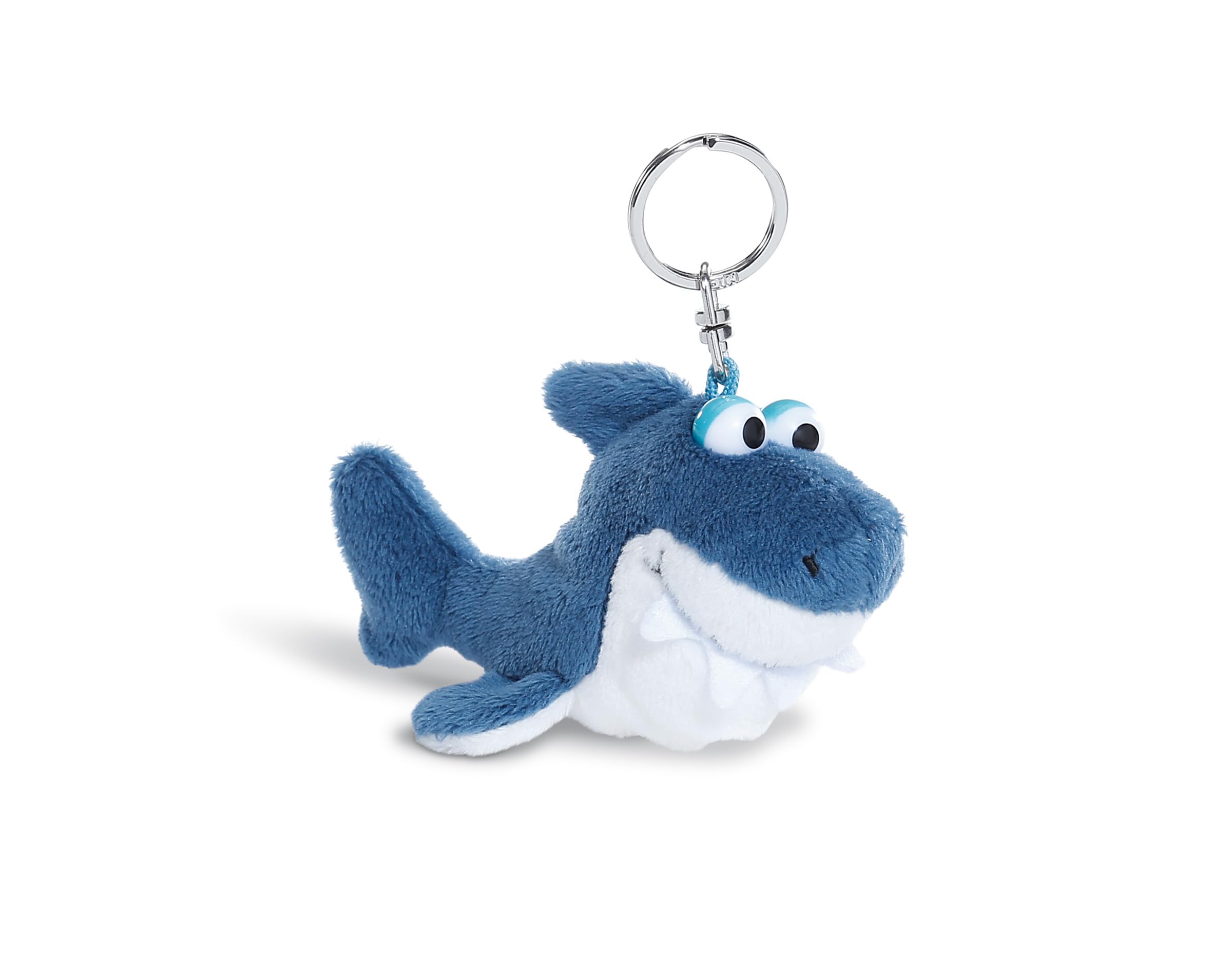Nici Cuddly Soft Toy Shark Hai-Ko, 10 cm, Blue/White, Plush with Keyring
