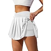 keriffe Womens Tennis Skirt Crossover Pleated Athletic Skirts Shorts with Pockets High Waisted Golf Running Workout Skort