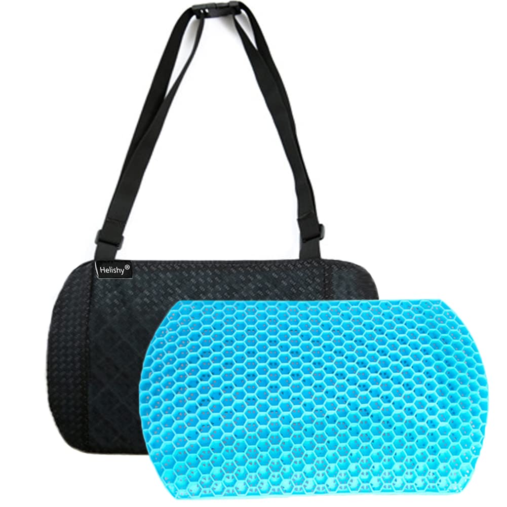 Photo 1 of Lumbar Pillow Gel Support Pillow Back Cushion - Help in Relieving Back Pain & Sciatica Pain for Car Seat Home Office Chairs, Breathable Back Support Cushion Travel Pillow with Adjustable Straps (Blue)