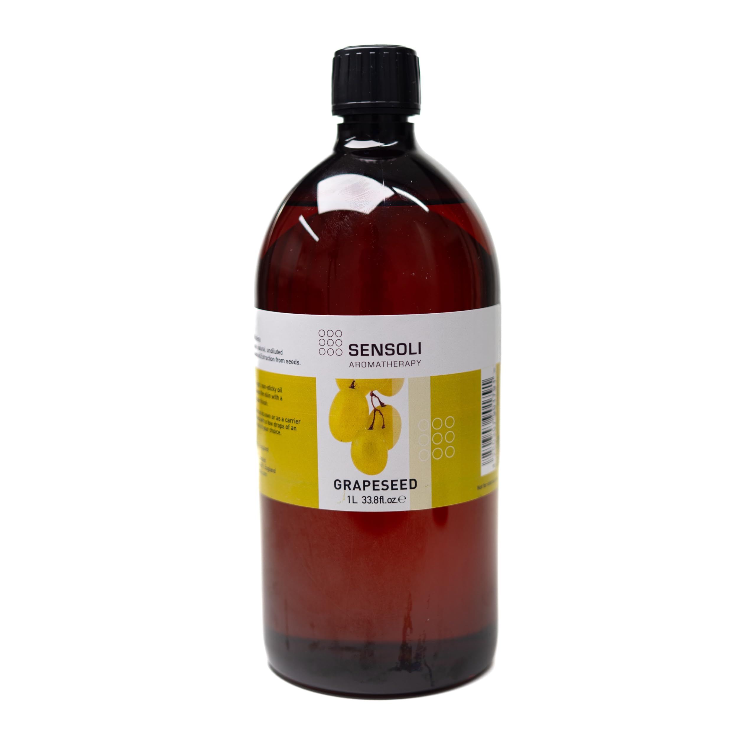 SENSOLI Grapeseed Oil 1L - 100% Pure Carrier Oil - Lightweight Natural Oil for Skin, Hair, Massage & DIY Cosmetics