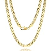 PPRLIFE Gold Necklace for Women 4.3mm Wide 14K Gold Cuban Link Chain Necklaces for Men Dual-Gender Non Tarnish Necklaces Men's Necklace Chain 16-30 Inches
