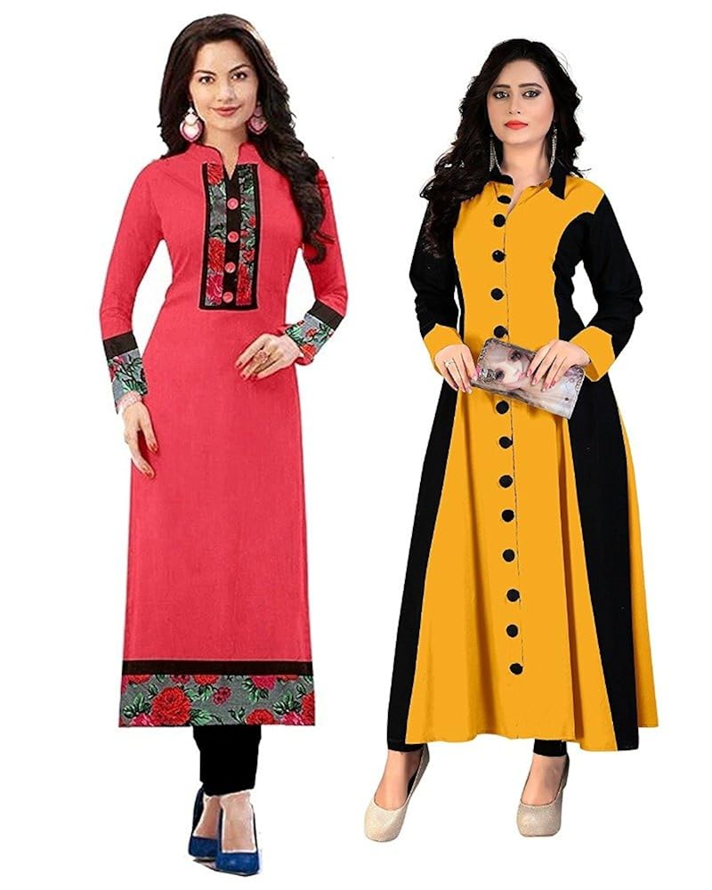 pramukh fashion women's cotton semi stitched kurtis free size (multicolour, m-41)