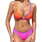 RIHOAS Women's Two Pieces Triangle Bikini Sets O Ring Linked Swimsuits Summer Beach Bathing Suit