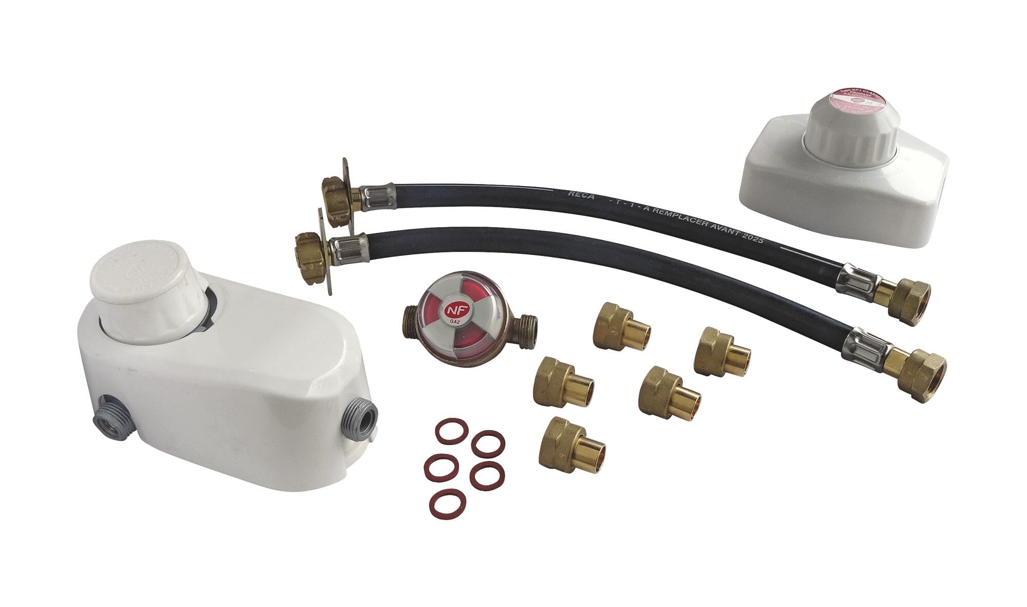 SOMATHERM FOR YOU - B14660 - Propane Regulator Set 1.3 kg/h + Diverter with Lyres for Connecting 2 Bottles - MM 20/150 Grey