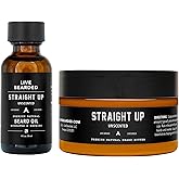 Live Bearded Beard Oil and Butter Grooming Kit - Made in the USA - All-Natural Ingredients with Shea, Argan, Jojoba - Growth Support | Straight Up Unscented - Fragrance-Free