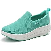 AUUGK Women's Orthopedic Slip-On Walking Shoes – Mesh Platform Sneakers with Rocker Bottom, Non-Slip Lightweight Loafers for Nurses & Standing Work