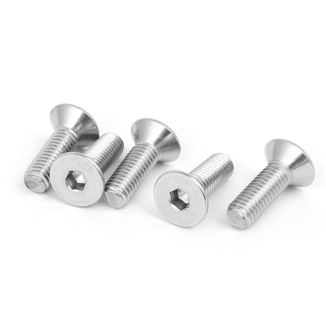 Sourcingmap M8x25mm 316 Stainless Steel Fully Thread Flat Head Hex Socket Cap Screw 5pcs