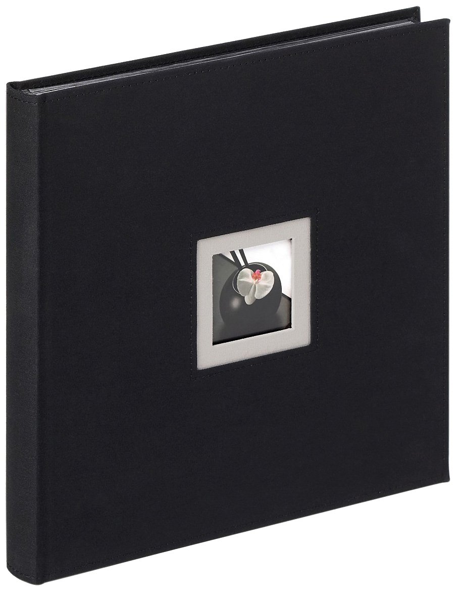 walther design Photo Album Black 30 x 30 cm Linen with Cover Punching, Black and White FA-217-B