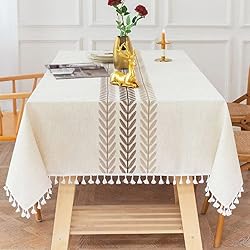 Linen Rectangle Table Cloth Waterproof Cotton