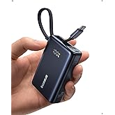 Baseus Power Bank, Picogo 10000mAh 45W 3-Output Portable Charger with Built-in USB-C Cable, PPS/PD QC Fast Charging External Battery Pack for iPhone 17/16/15/14/13, Samsung S25/S24, MacBook Pro, iPad