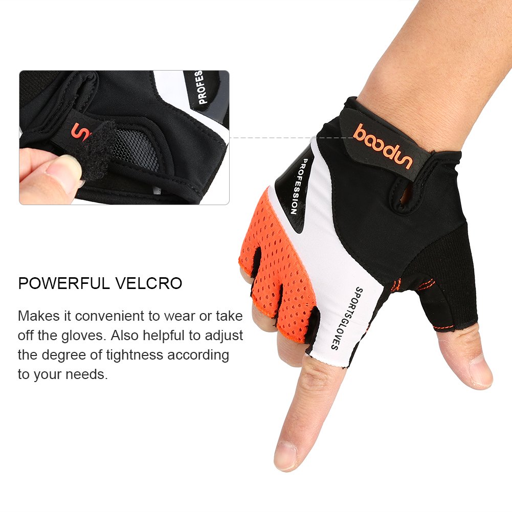 Vbiger Cycling Gloves, Men\'s Half Finger Biking Gloves MTB Gloves with Anti-Shock Gel Pad (B-Orange, M)