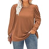 DOLNINE Womens-Plus-Size-Tops Dressy Puff Sleeve Casual Smocked Cuffs Tunic Shirts XL-5XL