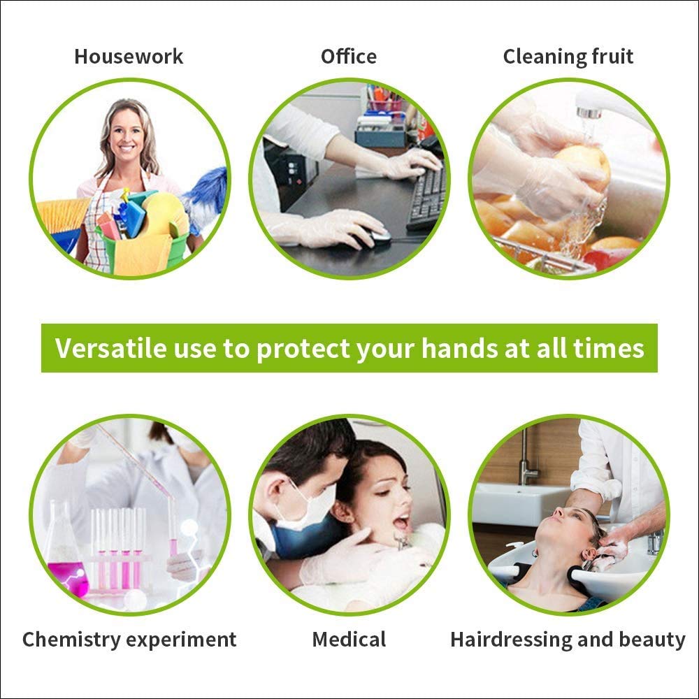 100 PACK STRONG Quality CLEAR VINYL POWDER FREE LARGE Gloves - Image 4