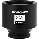 MIXPOWER 3/4" Drive Shallow Impact Socket, CR-MO, 2-3/4", SAE, 6 Point, Axle Nut Impact Grade Socket for Easy Removal